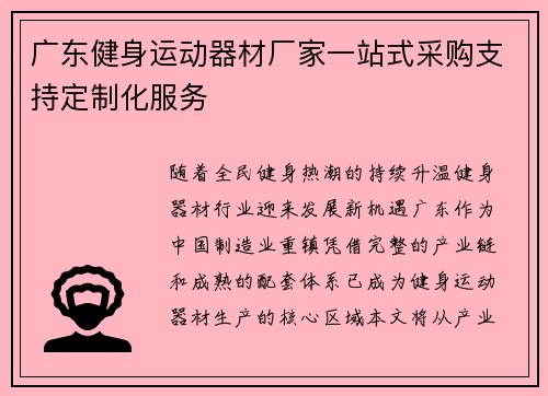 广东健身运动器材厂家一站式采购支持定制化服务
